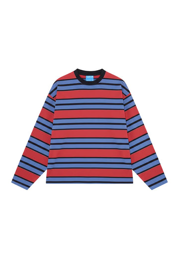 Camiseta larga Stripe red de NWHR en algodón orgánico GOTS, hecha en Barcelos Portugal