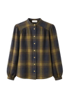 Blusa sidney cuadros de TRIANA by C en algodón y lino, verde azul marino y ocre