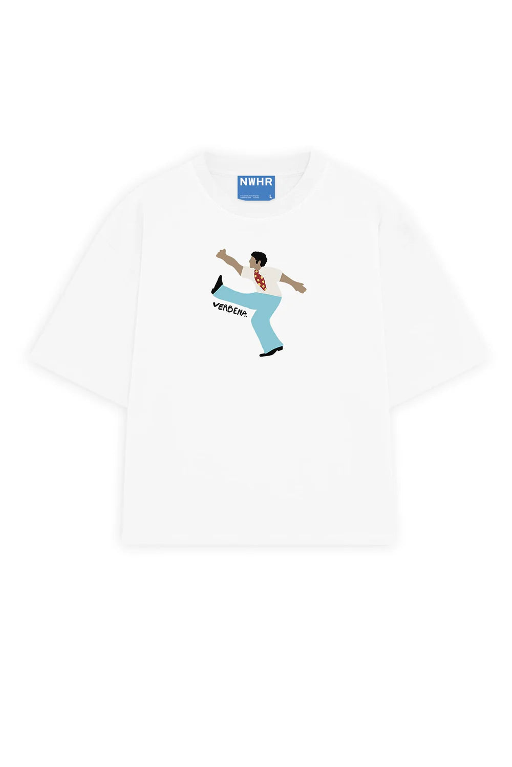 Camiseta de manga corta y corte holgado con diseño gráfico original modelo Verbena, confeccionada de forma ética en algodón orgánico por la marca NWHR.