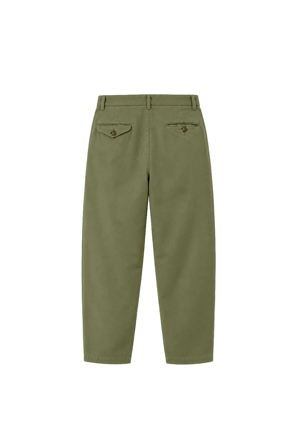 Pantalón chino verde lavado de NWHR en algodón orgánico GOTS, corte relaxed fit