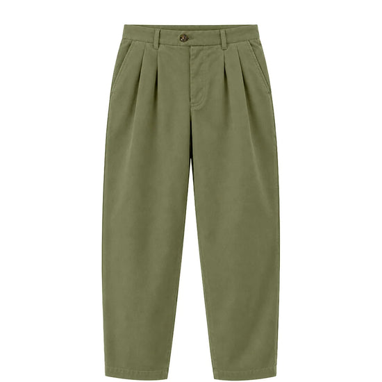 Pantalón chino verde lavado de NWHR en algodón orgánico GOTS, corte relaxed fit