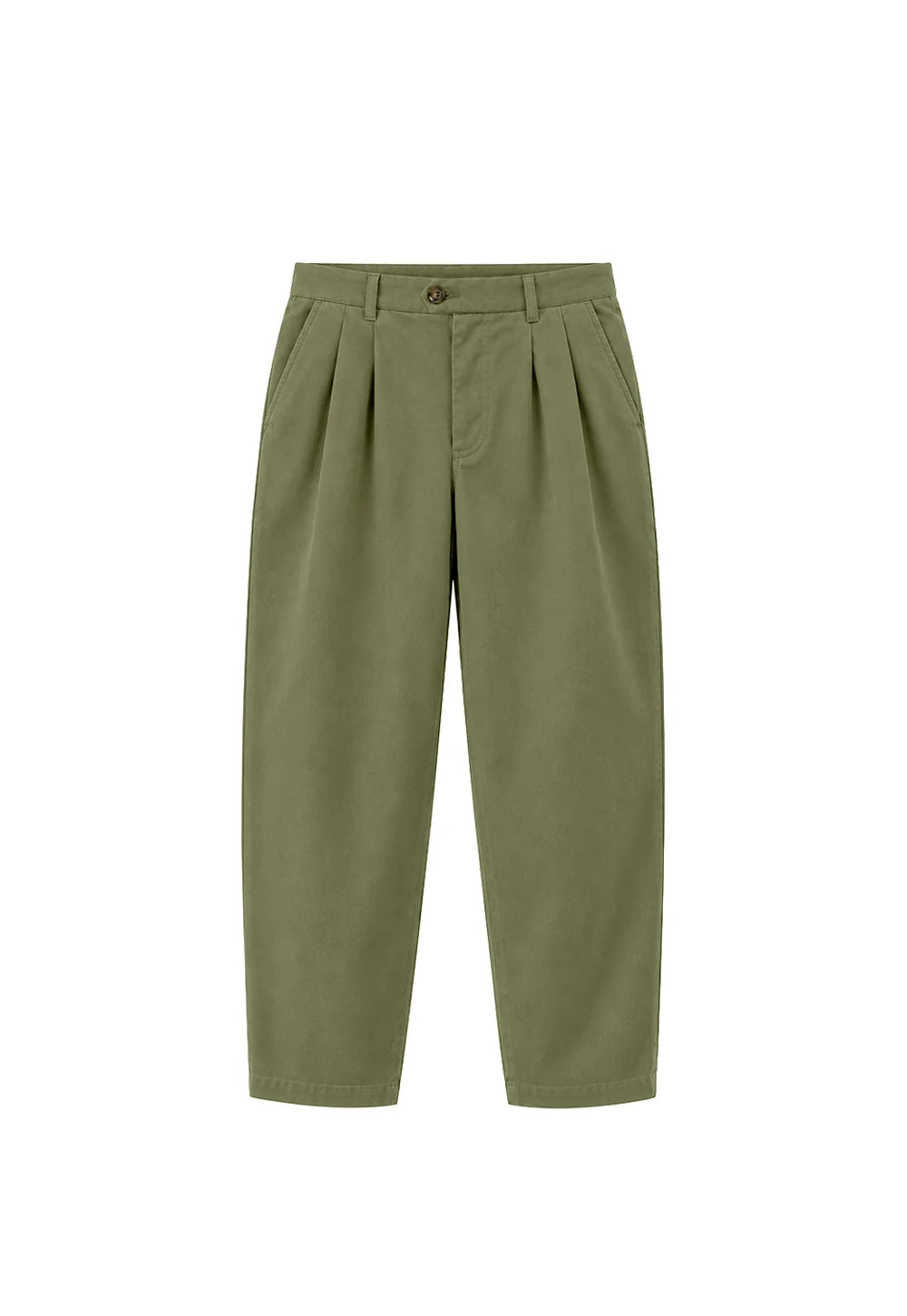 Pantalón chino verde lavado de NWHR en algodón orgánico GOTS, corte relaxed fit